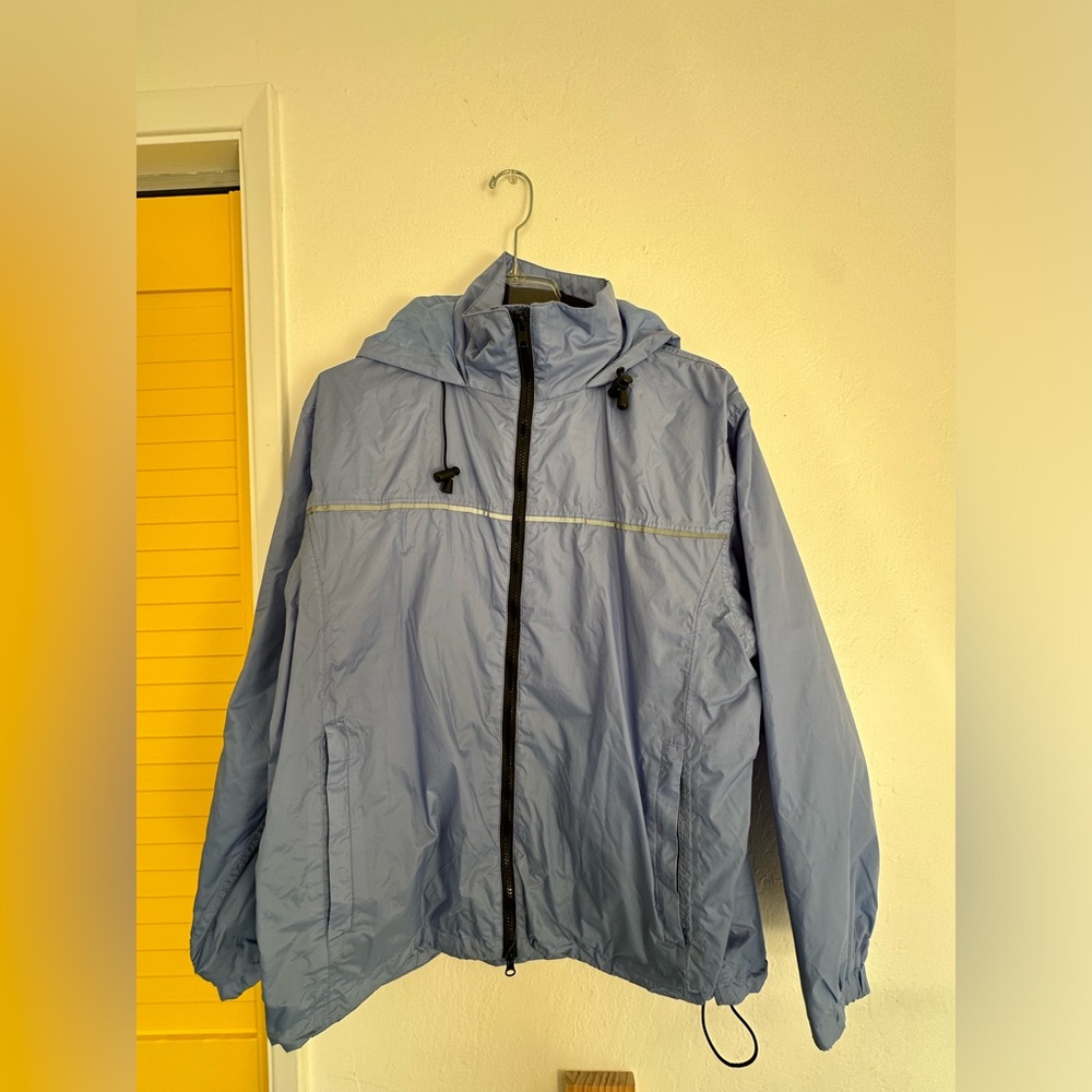 Reflective and Water Resistant Womens Lightweight Blue Hooded jacket windbreaker